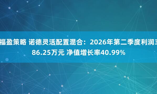 福盈策略 诺德灵活配置混合：2026年第二季度利润386.25万元 净值增长率40.99%